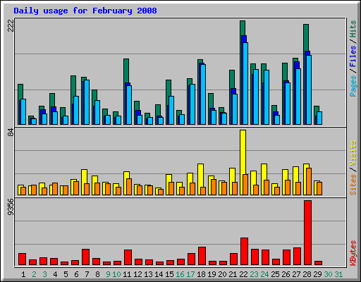 Daily usage for February 2008
