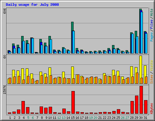 Daily usage for July 2008