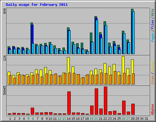 Daily usage for February 2011