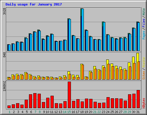Daily usage for January 2017