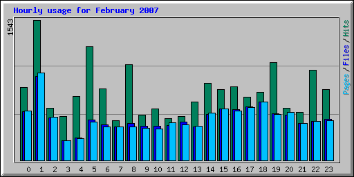 Hourly usage for February 2007