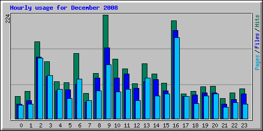 Hourly usage for December 2008